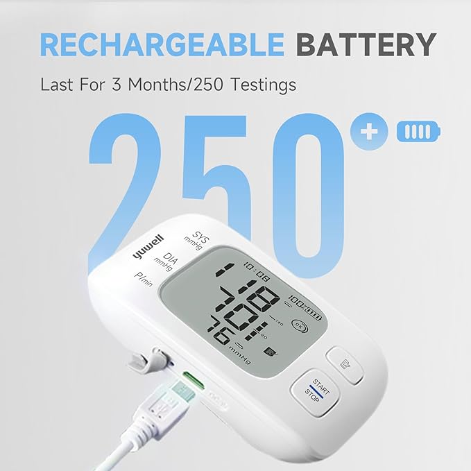 yuwell Wrist Blood Pressure Monitor | Clinical Accuracy, BP Machine for Home Use | Ultra Light Weight, Smart Inflation Blood Pressure Cuff, Large Display, 74 Readings, Rechargeable