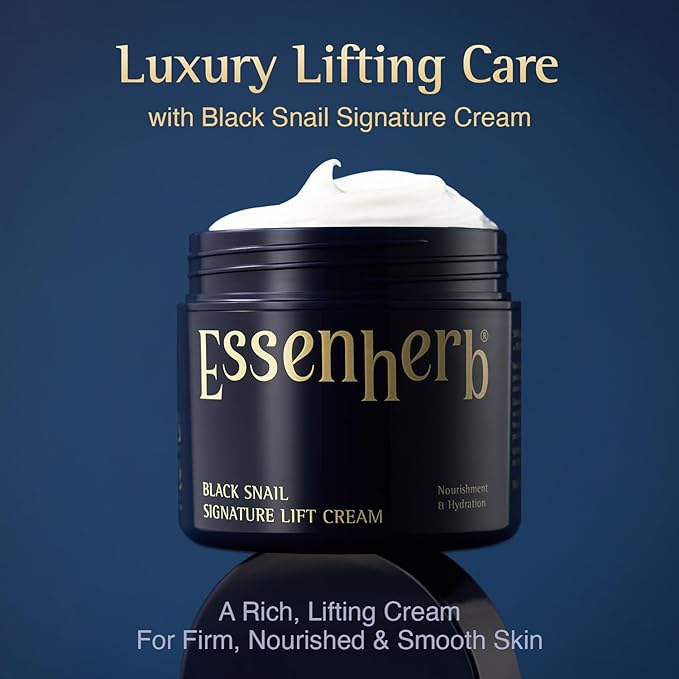 Black Snail Signature Lift Cream – Korean Skincare Firming Moisturizer with 65% Snail Mucin, Peptides & Hyaluronic Acid – Cream for Skin Texture & Elastic-Looking Finish – 1.69 fl oz (50ml)