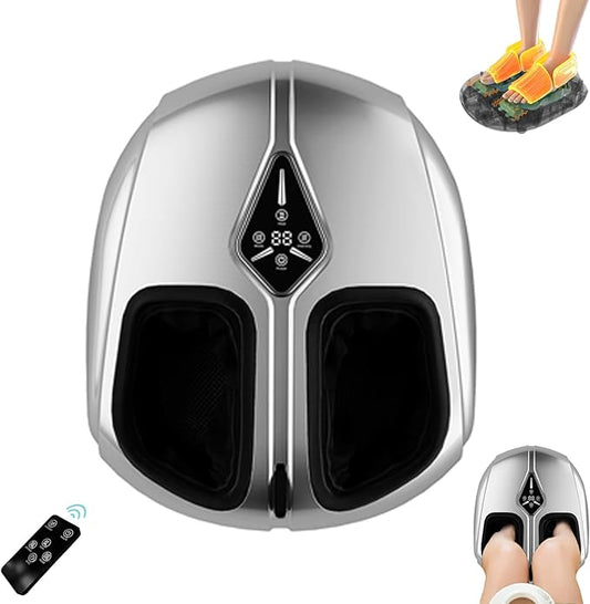 Shiatsu Foot Massager with Heat,Vibration,Air Compression and Deep Kneading,4 Modes + 2 Heat Levels + 5 Intensities,Quiet Design and Washable Sleeves,Present for Women and Men