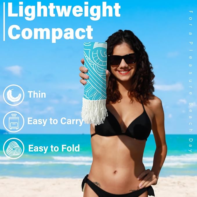 6 Pack Turkish Beach Towel Quick Dry Absorbent Cotton Lightweight Thin Bathroom Bath Pool Swim Towels Extra Large Oversized Sand Free Beach Accessories Essentials Stuff Cloud Adults Gift
