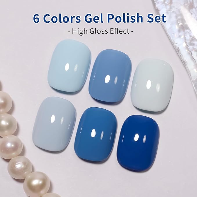 10ml Hema Free Gel Nail Polish Set, 6 Colors Gel Polish Kit Nude Gray Navy Blue Manicure Gift for Women for Salon and Art DIY