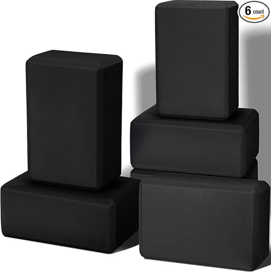 Wettarn 6 Pack Yoga Blocks 9 x 6 x 4 Inch Eva Foam Lightweight Non Slip Yoga Props for Yoga Pilates Stretching Meditation