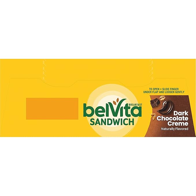 belVita Breakfast Bar Biscuit Sandwiches, Dark Chocolate Creme, 30 Total Packs, 6 Boxes (2 Biscuits Per Pack)