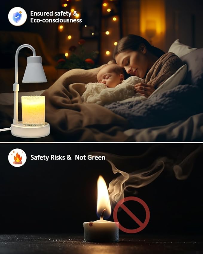 2 Pack White Candle Warmer Lamp, Electric Candle Lamp Warmer, Adjustable Height, Stepless Dimming Function, Wax Melt Warmer for Jar Candles, Candle Warmer Light with 2 Bulbs for Home Bedroom