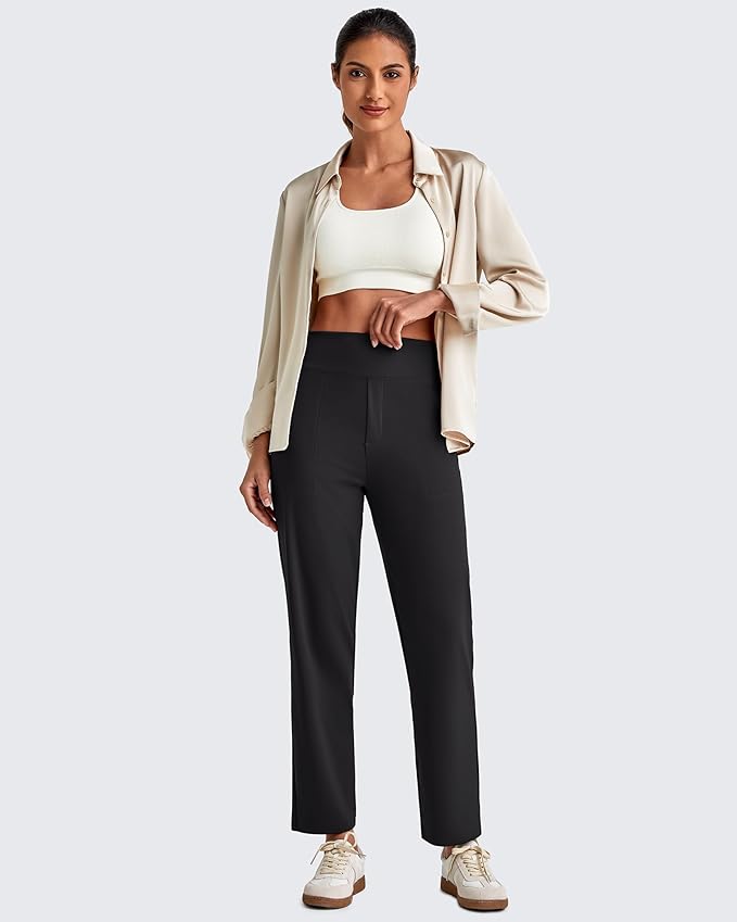 G4Free ShiftReady Womens Ankle Dress Yoga Pants with Pockets Stretchy Business Casual Slacks Work Trousers Travel Pant