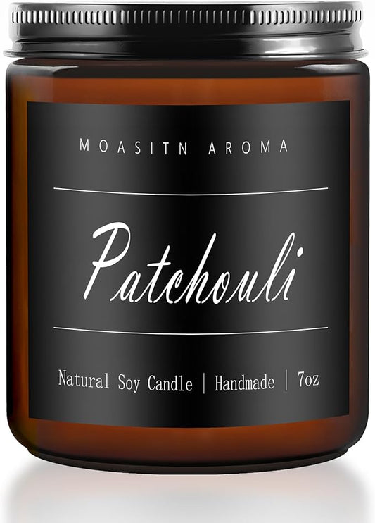 MOASITN Patchouli Highly Scented Candles for Home| Natural Soy Aromatherapy Candle| Handmade Long Lasting Jar Candle| Candel Gift for Women,Men as Relaxing,Birthday,Housewarming Gifts| 7oz