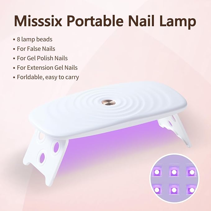 Misssix XBASICTIPS French Tip Press On Nails, 600 Pcs Short Square French Gel Nail Tips, 20 Colors Fake Nails Starter Kit with U V Lamp, Top Coat and Gel Glue for Nail Art DIY 15 Sizes