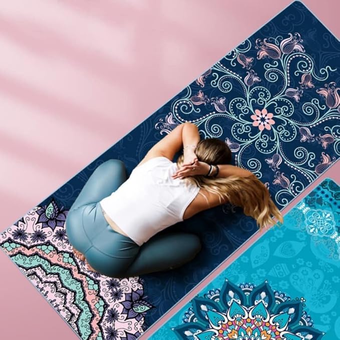 EXERCISE Large Yoga Towel74 L x 27.5" W Rubber Grip Dots Bottom Non Slip Yoga Mat Towel for Hot Yoga Pilates and Workout