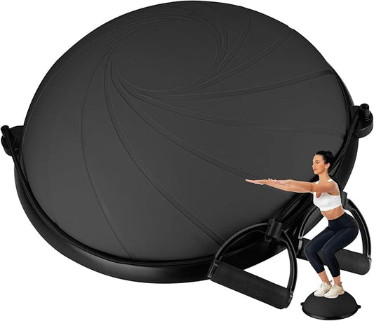 Half Balance Ball, 23 Inch Balance Ball Trainer with Foot Pump for Improving Balance Core Strength and Fitness, Balance Balls Perfect for Home Gym Workout Use