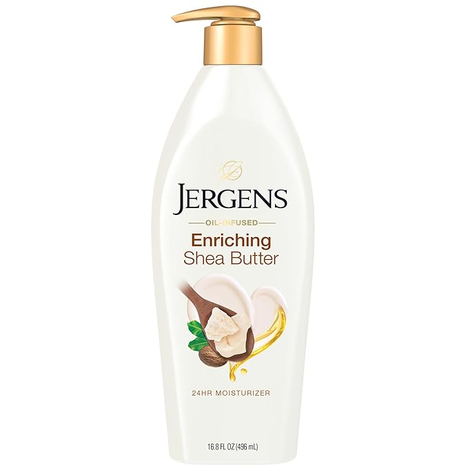Jergens Shea Butter Hand and Body Lotion, Deep Conditioning Moisturizer, 3X More Radiant Skin, with Pure Shea Butter, Dermatologist Tested, 16.8 Oz, Pack of 3