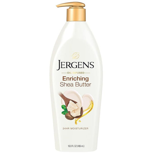 Jergens Shea Butter Hand and Body Lotion, Deep Conditioning Moisturizer, 3X More Radiant Skin, with Pure Shea Butter, Dermatologist Tested, 16.8 Oz, Pack of 3