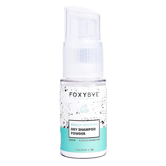 FoxyBae Beach Whisper Dry Shampoo Powder – Non-Aerosol Formula with Biotin, Tapioca & Arrowroot – Absorbs Oil & Adds Volume – For Dark, Brunette, Blonde & Color-Treated Hair – 1.3 oz Spray Pump