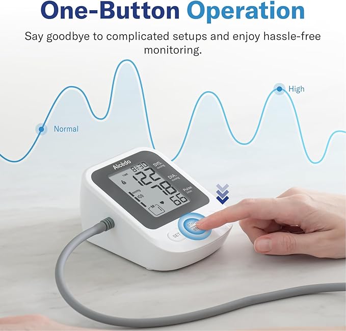 Alcedo Blood Pressure Monitor for Home Use, Accurate Upper Arm BP Machine with Large Cuff, Alarm Reminder, 2 x 120 Memory, Talking Function