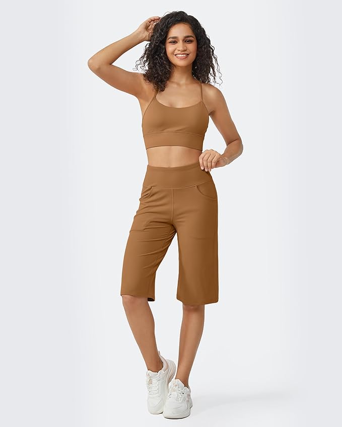 Promover Capri Pants for Women Wide Leg Yoga Cropped Pants with Pockets Loose Casual Summer Pants