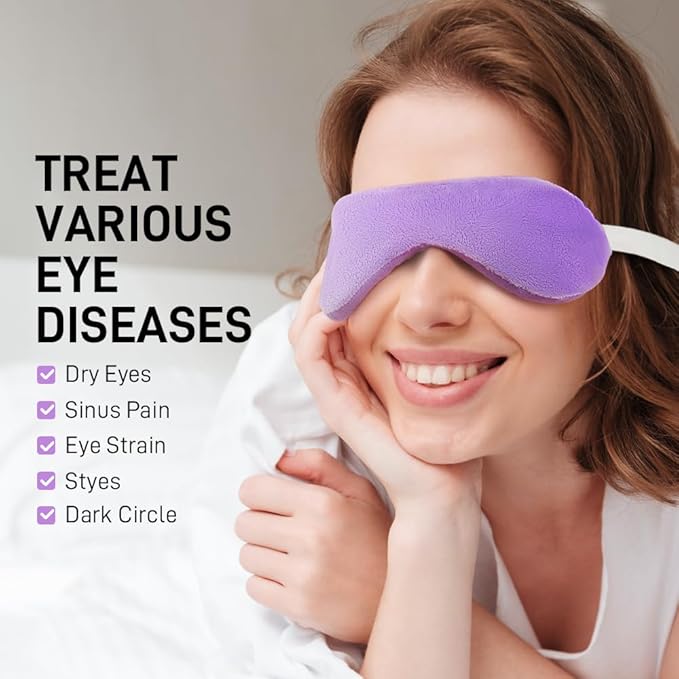 Heated Eye Mask - Microwaveable Moist Heat Compress for Dry, Itchy Eyes & Styes - Purple