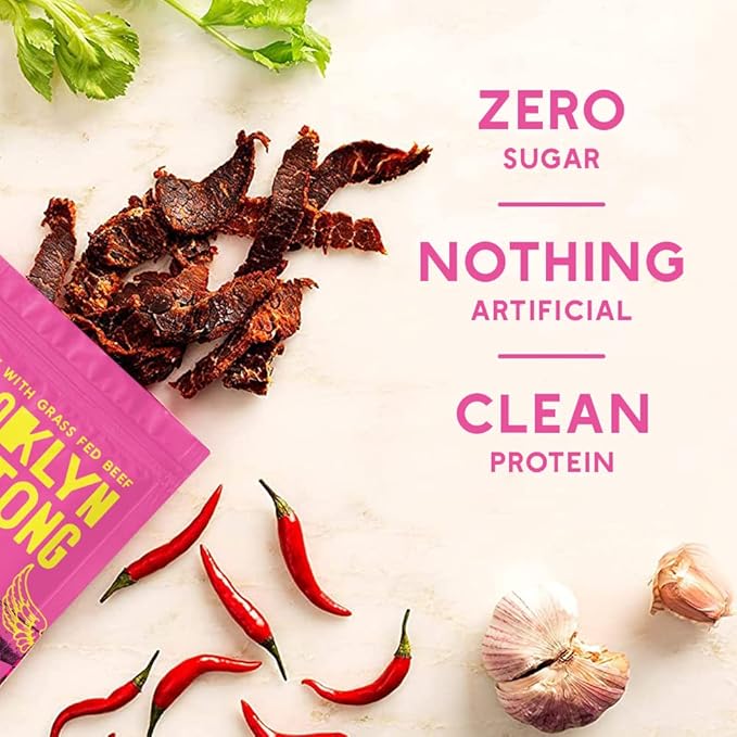 Brooklyn Biltong Air Dried Grass Fed Beef Snack, South African Beef Jerky (8 oz, Pack of 1) - Whole30 Approved, Paleo, Keto, Gluten Free, Sugar Free, Made in USA - (Peri Peri)