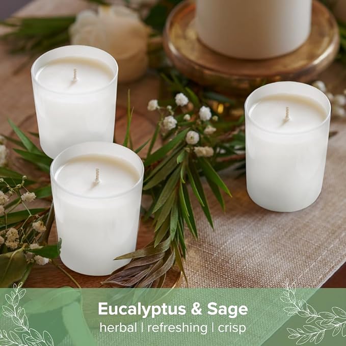 Simply Soson Scented Votive Candles, Bulk Set of 24 White Sage Small Candles Bulk, Votive Candles Scented in Glass, 10 Hours Burn, for Wedding, Birthday, Holiday Christmas & Home Decoration