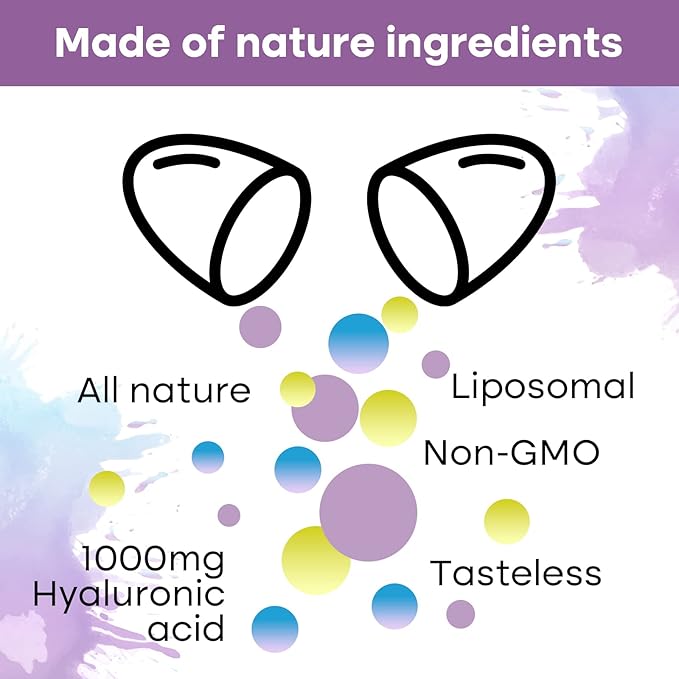 Liposomal Hyaluronic Acid 1000mg, High BioavailabilityHyaluronic Acid Capsules, Dietary Supplement Support Skin and Bones, 120 Capsules (Pack of 2)