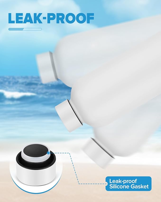 Insulated Water Bottle with Lid, 17 oz Reusable Leak-Proof Metal Stainless Steel Water Bottles for Travel, Sports, Gym, Outdoor (White)