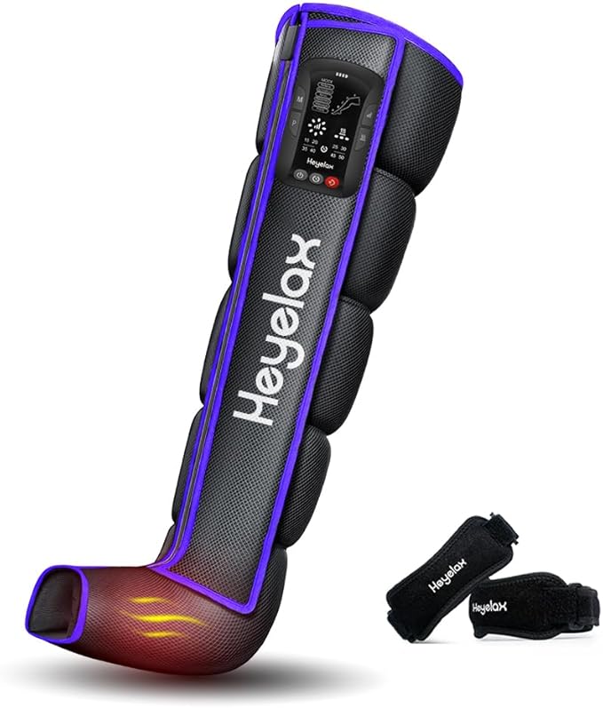 Air Compression Leg Massager for Circulation and Pain Relief FSA, Recovery Boots Sleeve for Fast Therapy, Cordless Leg Massager with Heat as Ideal Gifts for Men Women (Large1-Pack)
