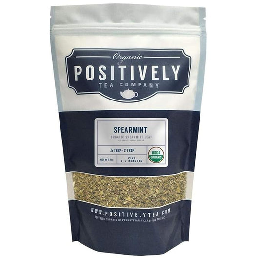 Positively Tea Company, Organic Spearmint Leaf, Herbal Tea, Loose Leaf, USDA Organic, 1 Pound Bag