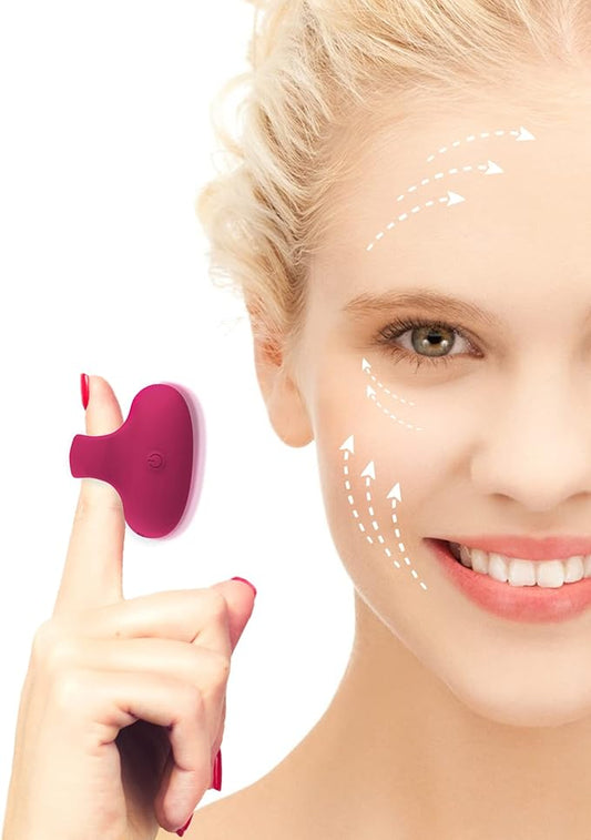 Facial Mini Massage Ball, Handhold Portable Quiet Waterproof USB Rechargeable Powerful Multifunctional Vibrating Travel Pocket Face Eye Finger Joint and Neck Jaw Massager (Deep Rose)
