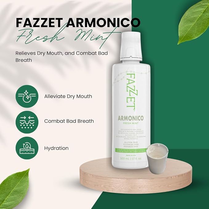 ARMONICO Anti-Gingivitis Oral Rinse – Soothe Tonsils, Combat Bad Breath – Alcohol, Gluten, and Paraben Free Mouthwash – Fresh Mint Flavor