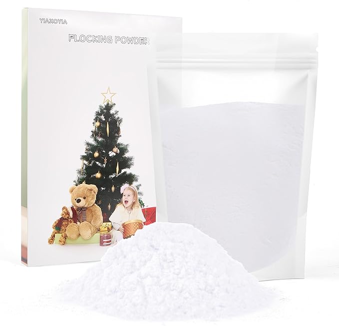 100g Flocking Powder, Velvet Fibers for Christmas Tree Crafts/Taba Squishy/Nails Art/Doll Decorations/DIY Scenery (White)