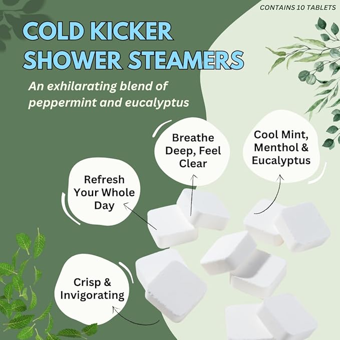 Cold Kicker Shower Steamers Aromatherapy, Eucalyptus Shower Steamer, Shower Bombs Made in The USA, Menthol Shower Steamer, Self Care Gifts, Mothers Day Gift, Shower Steamers for Women and Men