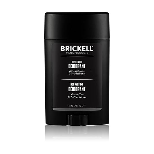 Brickell Men's Products Natural Deodorant For Men, Natural and Organic, Aluminum, Alcohol, and Baking Soda Free, 2.65 Ounce, Unscented