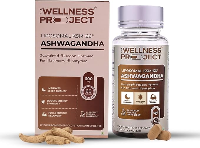 The Wellness Project (TWP Liposomal KSM-66® Ashwagandha 600mg (Root-only Extract) – 2-Month Supply | Supports Calm, Energy & Relaxation | Comes with Certificate of Analysis | 60 Tablets (Pack of 3)