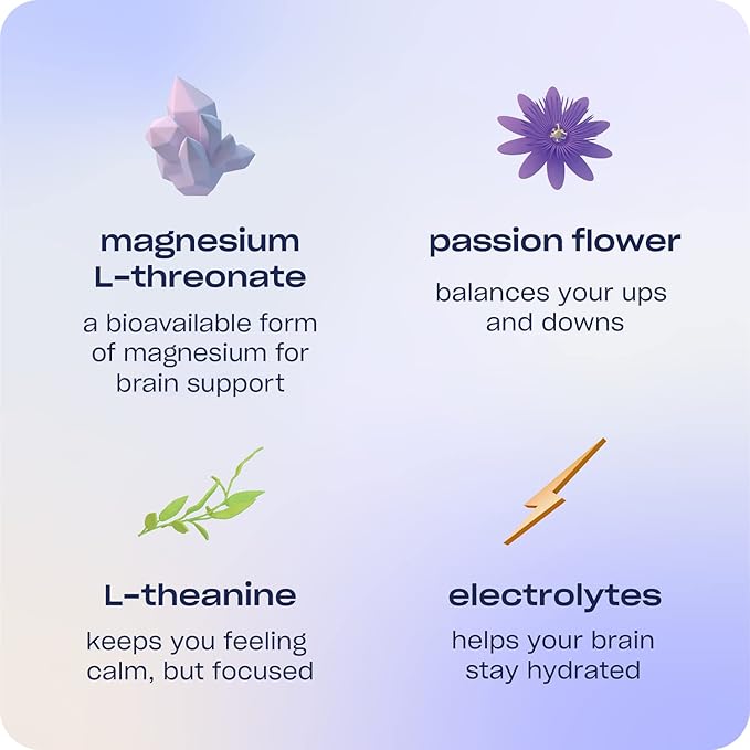 Recess Mood Powder, Calming Magnesium L-Threonate Blend with Passion Flower, L-Theanine, Electrolytes, Magnesium Calm Support Powder Supplement - Lemon Citrus Pack of 10