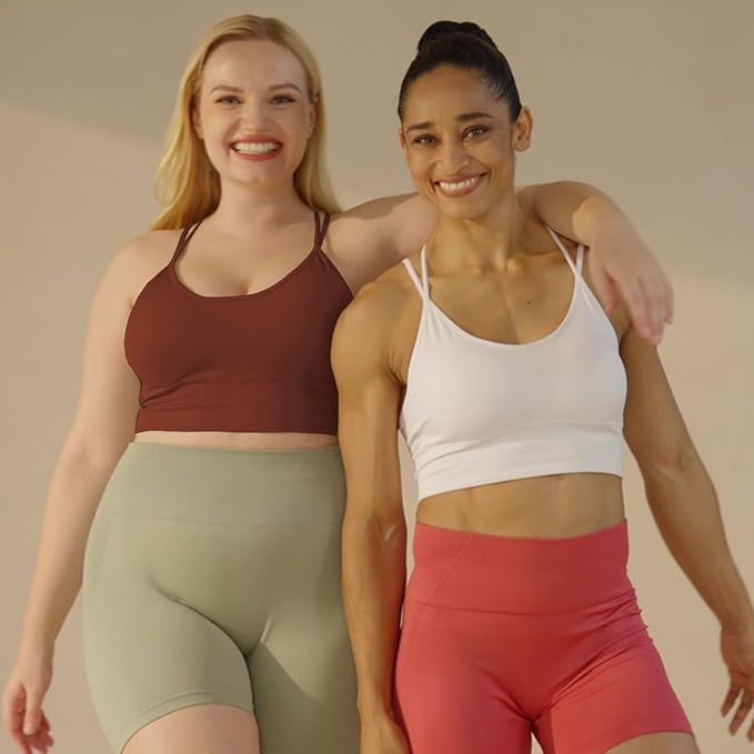 Evercute Cross Back Sport Bras Padded Strappy Criss Cross Cropped Bras for Yoga Workout Fitness Low Impact