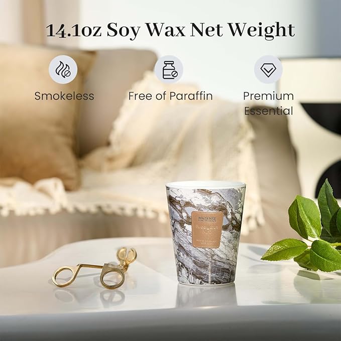 M&SENSE EucalyptusMint Scented Candles for Home, Lead-Free Wick Highly Scented Jar Candles, 14.1 Oz 80 Hours Lasting Burning Candles Gifts for Women, Relaxing Aromatherapy Candle for Stress Relief