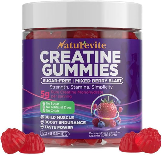 Sugar Free Creatine Gummies 5000mg — 22% More Strength, 7X Energy, 3X Absorption & Muscle Recovery, Cognitive Health — 99.9% Pure Vegan Creatine Monohydrate Gummies for Men and Women (30-Day Supply)