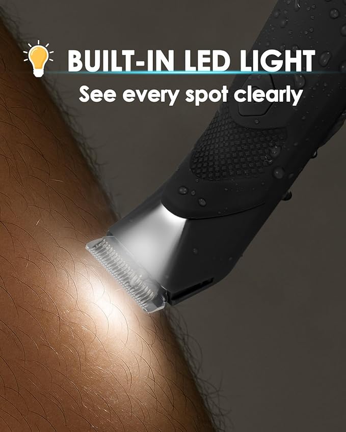 Manscaper for Men, Groin Trimmer for Men and Women, Body Hair Trimmer and Ball Trimmer with Light, Pubic Hair Shaver, Manscape Kit, 7 Precisions, Waterproof Wet / Dry Grooming, 240 Minutes Shaving