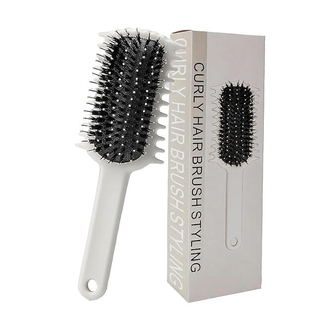 Curly Hair Brush, Volume Curl Defining Brush for Detangling Shaping and Styling Women's Curls, Reduce Pulling (Beige)