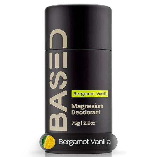 BASED Performance Deodorant For Men, All Day Odor Protection, Aluminum Free with Magnesium, Beeswax & Shea Butter, 100% Paraben, Sulfate, Phthalate Free, Naturally-Derived Bergamot Vanilla Scent