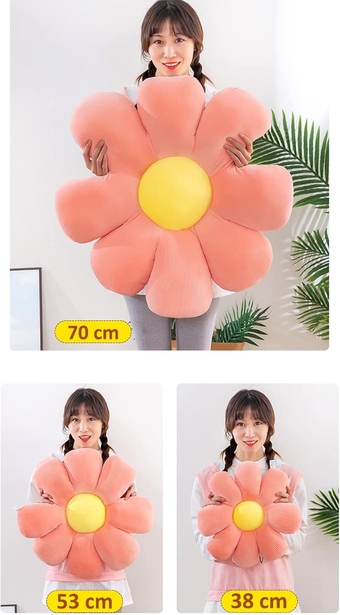 Flower Pillow, Flower Shaped Throw Pillow Floor Pillow Soft Seating Cushion Room Decor Plush Pillow for Bedroom, Sofa, Bed, Reading (15 inch, Green)