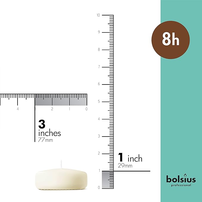 BOLSIUS 3 Inch Ivory Floating Candles - 24 Count Unscented - Premium European Quality - Imbue Breathtaking Ambiance for Romantic Wedding Centerpieces, Decorations, Events, Pool, Holiday, and Parties