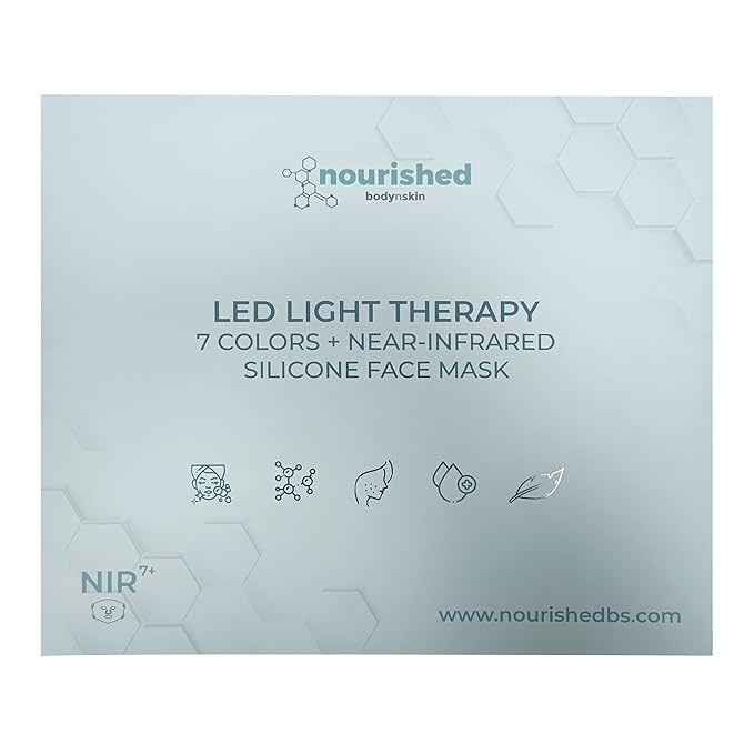 7 Colors LED Face Mask with Near-Infrared - Blue, Red Light Therapy for Face - 114 LEDs - Skincare Tool for Wrinkles, Anti-Aging