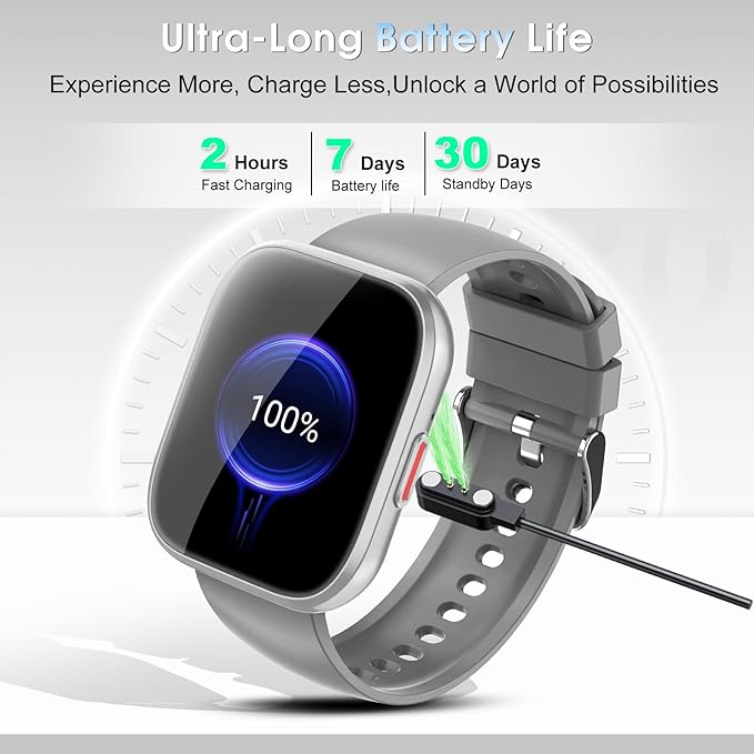 Smart Watch for Men Women Bluetooth Call, 2025 New 1.85" HD Smartwatch, Fitness Watch with 120+ Sport Modes, IP68 Waterproof, Heart Rate/Sleep Monitor, Pedometer, Activity Tracker for Android iOS,Gray