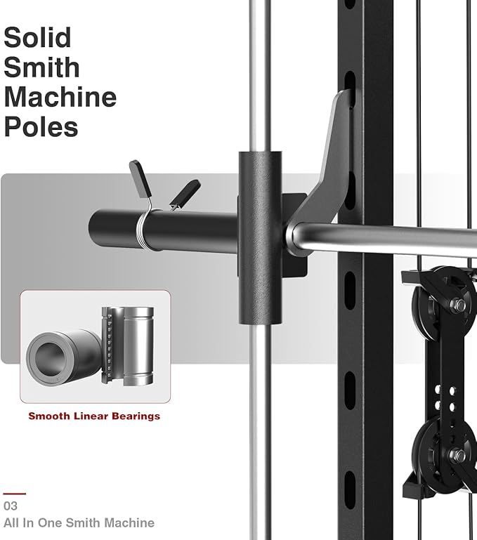 DONOW Smith Machine with Weight Stacks Home Gym Sytem Power Cage Squat Rack Dual Cable Crossover Machine All in One