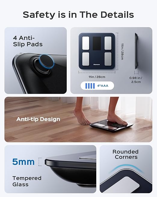 Smart Scale for Body Weight, FSA&HSA Eligible, Bathroom Digital Weighing Scale with 8-in-1 Large Display, 22 Metrics with BMI, Body Fat, Heart Rate, Compatible with iOS & Android