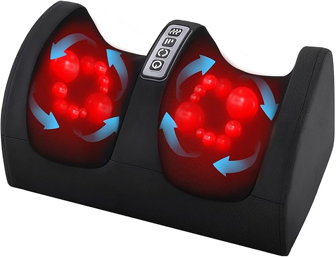 Shiatsu Foot Massager with Heat,Foot and Calf Massager with Roller, Deep Massage for Relaxation, Plantar Fasciitis Relief, Promotes Blood Circulation, Gifts for Women & Men(Black)