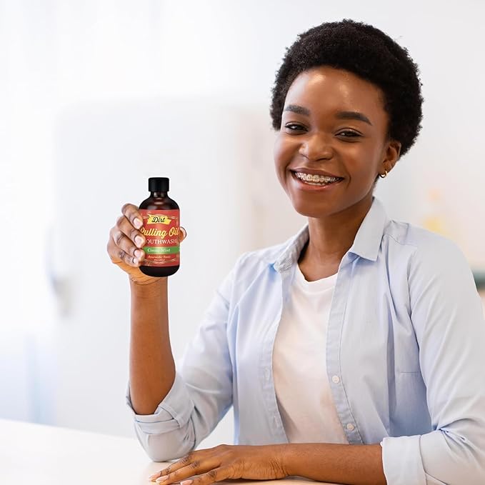THE DIRT Oil Pulling Mouthwash - Gluten Free - Removes Plaque, Tartar, Bad Breath & Whitens Teeth (Cinna Mint, 4 Ounce)