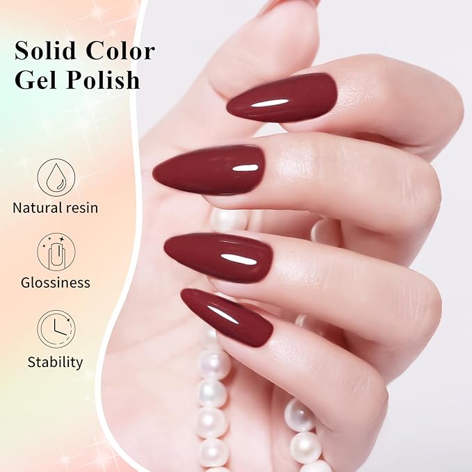 10ml Hema Free Gel Nail Polish Set, 6 Colors Gel Polish Kit Dark Red Burgundy Red Soak Off Manicure Gift for Women Girls