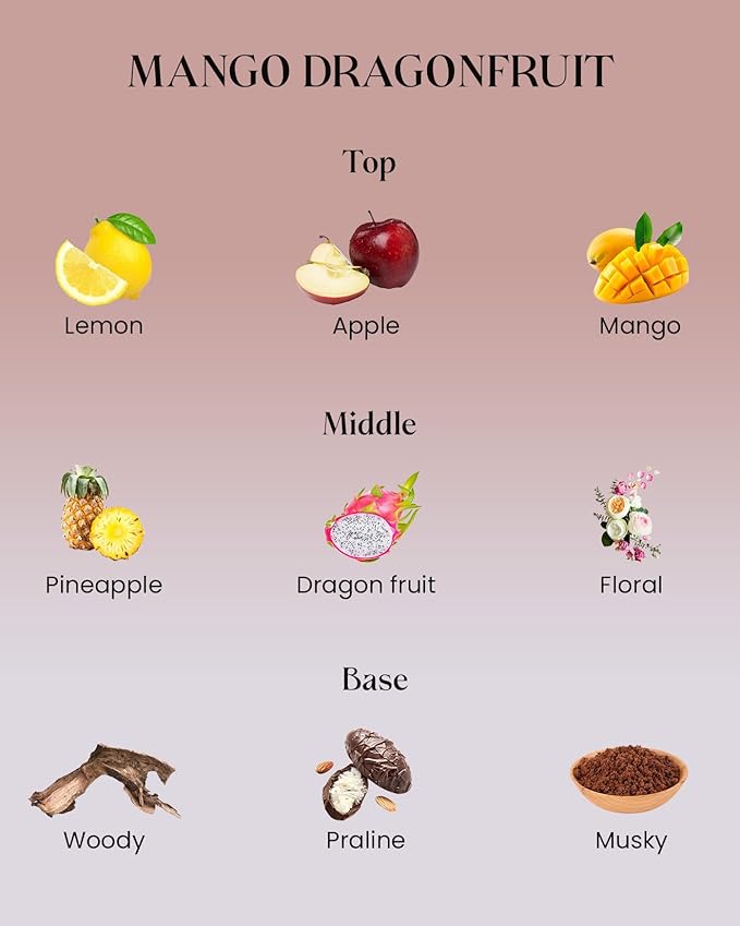 M&SENSE Mango Dragonfruit Scented Candle - 10.6oz Natural Soy Wax 60-Hour Long Lasting Burn Time Non Toxic Fruity Scented Candle for Home Decor, Vacation & Gifts for Friends