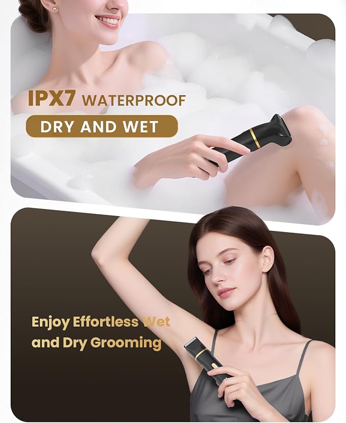 Bikini Trimmer for Women - 5 in 1 Painless Electric Razors for Ladies Pubic Facial Nose Body Leg Hair Removal, Waterproof Electric Shaver for Women Private Area Sensitive Skin,Personal Hair Trimmer