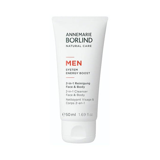 ANNEMARIE BÖRLIND - MEN SYSTEM ENERGY BOOST 2-in-1 Cleanser Face & Body - energizing & refreshing facial & body skin care, with organic juniper extract, vegan, 6.76 Fl. Oz.